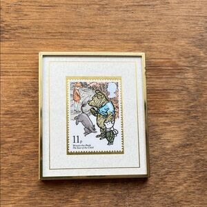 Gold Framed Winnie-the-Pooh Collectible Stamp Artwork